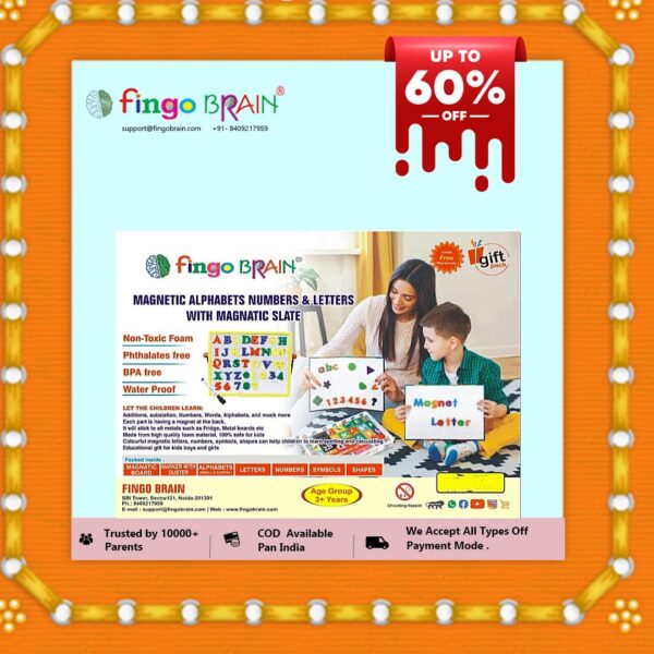 Kindersmart combo (Alphabets, Numbers and Shapes Magnetic Foam (Eva) +3in 1 magnetic board + Marker with Duster