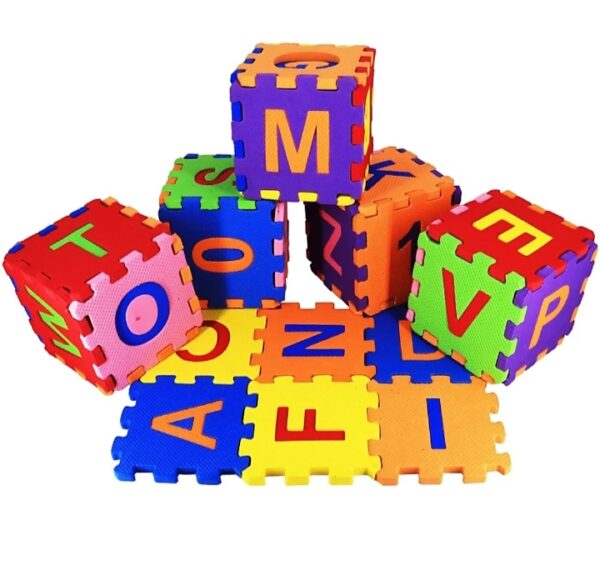 Interlocking building blocks puzzle game 36 pc multiple color 4/4 inches each tiles. A-Z & 1-10 - Image 6