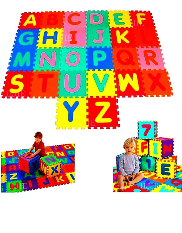 Interlocking building blocks puzzle game 36 pc multiple color 4/4 inches each tiles. A-Z & 1-10 - Image 5