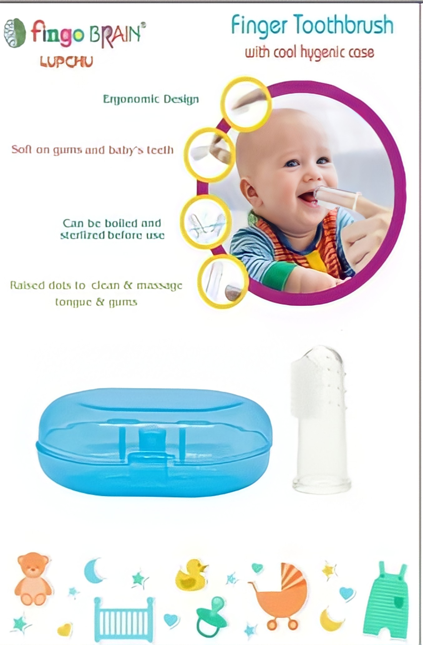Baby Silicone Finger Toothbrush Soft Teether with Case Gum Tongue Massage  Brush