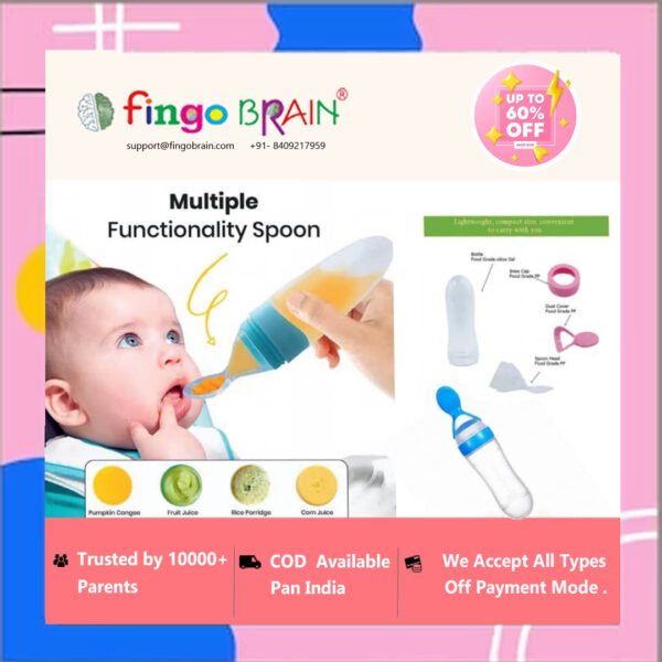 Fingo Brain Silicone Baby Food Feeder Spoon - Multicolor