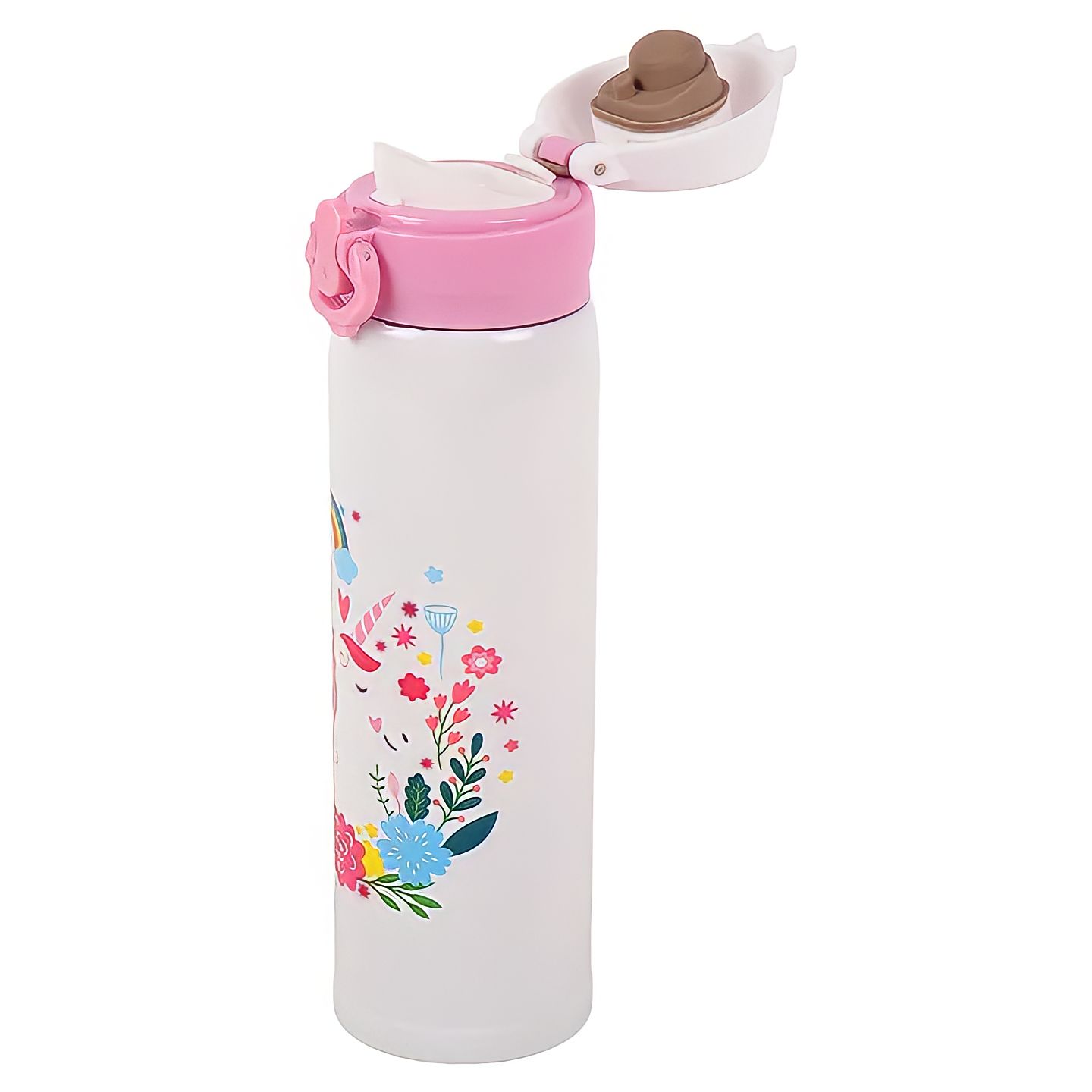 Stainless Steel Cartoon Cute Unicorn Water Bottle for Kids Hot and Cold  Water Bottle 500ml - Blue Color - Fingo Brain