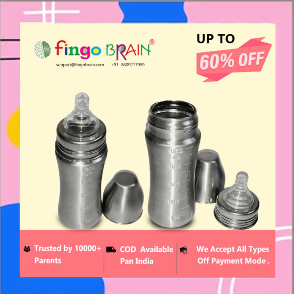 Fingo Brain Stainless Steel Feeding Bottle - 250 ml